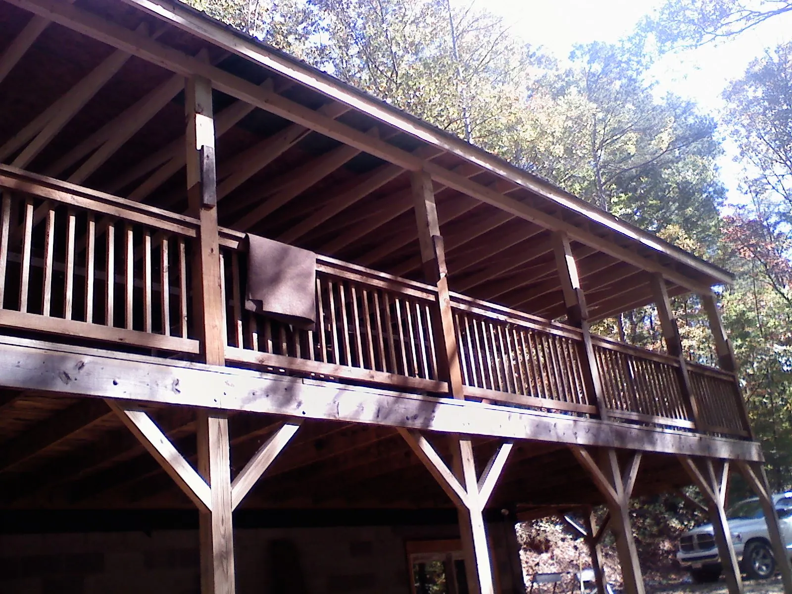 Timber framing under a new elevated porch and deck in Fountain Hills